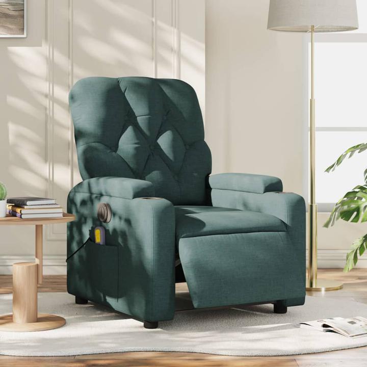 Actual product image VidaXL Massage armchair TV armchair recliner electric dark green fabric