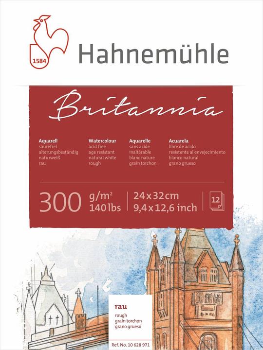 Actual product image Hahnemühle Watercolour Pad 12 Bl. Britannia rough 24x32cm 300g (24 x 32 cm, Hardcover)