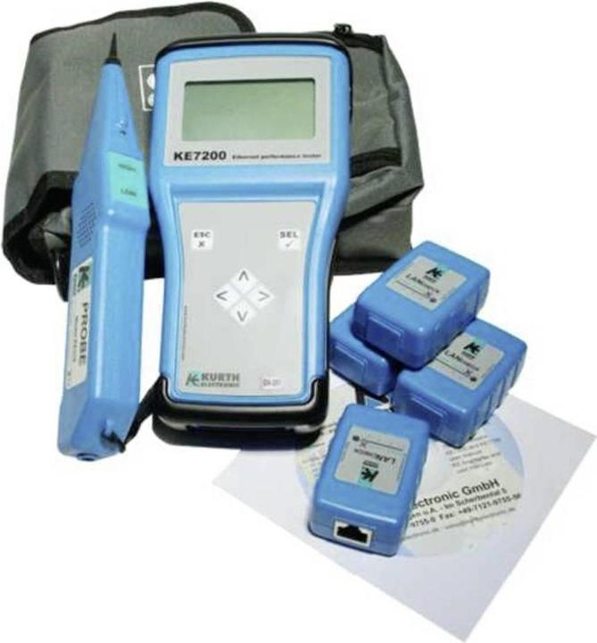 1x Netzwerktester, 4x Remote-Einheiten, 1 × lange RJ-45 Prüfschnur, 1x Classic Suchsignalempfänger (Probe), 2x kurze RJ-45 Prüfschnüre