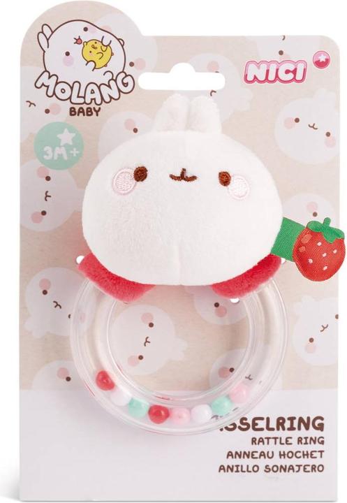 Actual product image NICI Rattle ring MOLANG 11cm on header card
