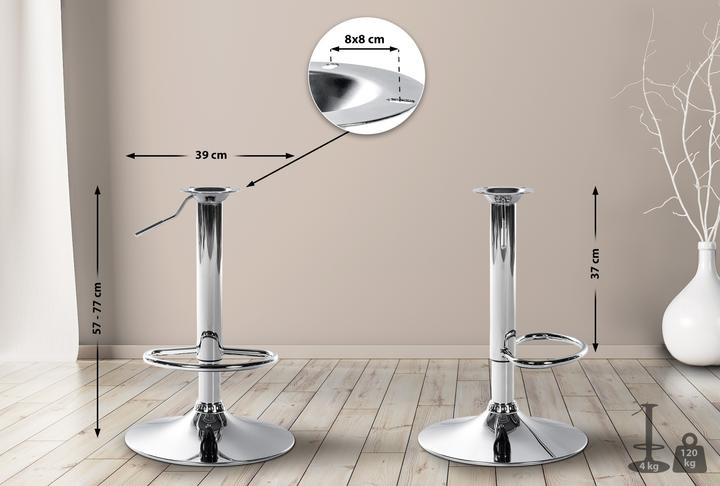 Image du produit CLP Piètement de rechange pour tabouret de bar 8 x 8 cm, chromé