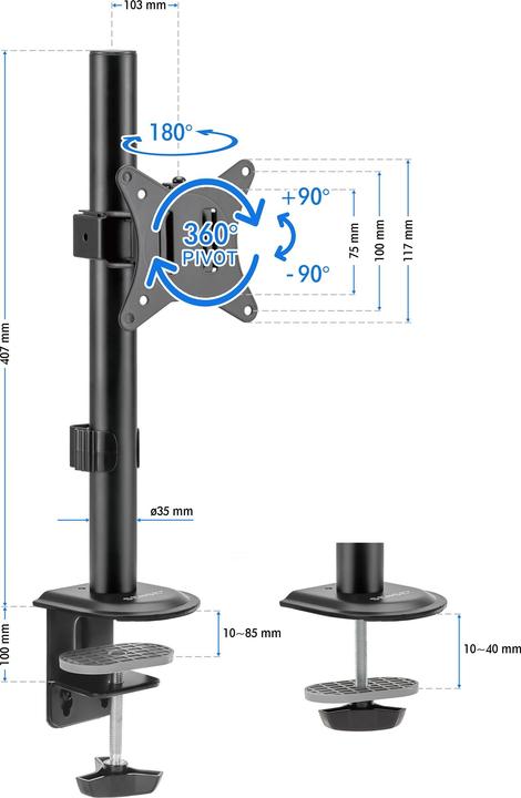 Actual product image Sense7 Monitor arm Float (Table, 32")