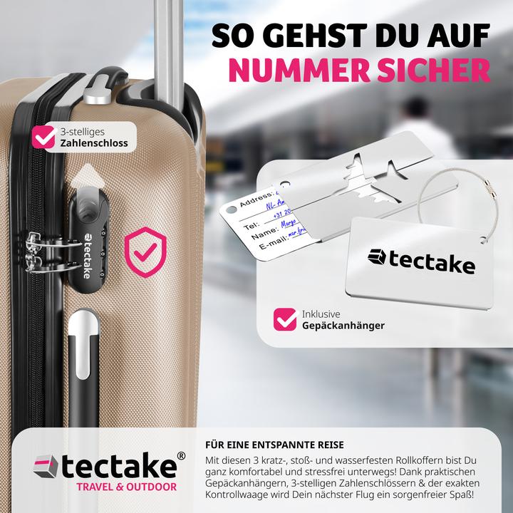 Actual product image tectake 3er Kofferset Talia mit Kofferwaage und Kofferanhänger (93 l, L (90 - 115l))