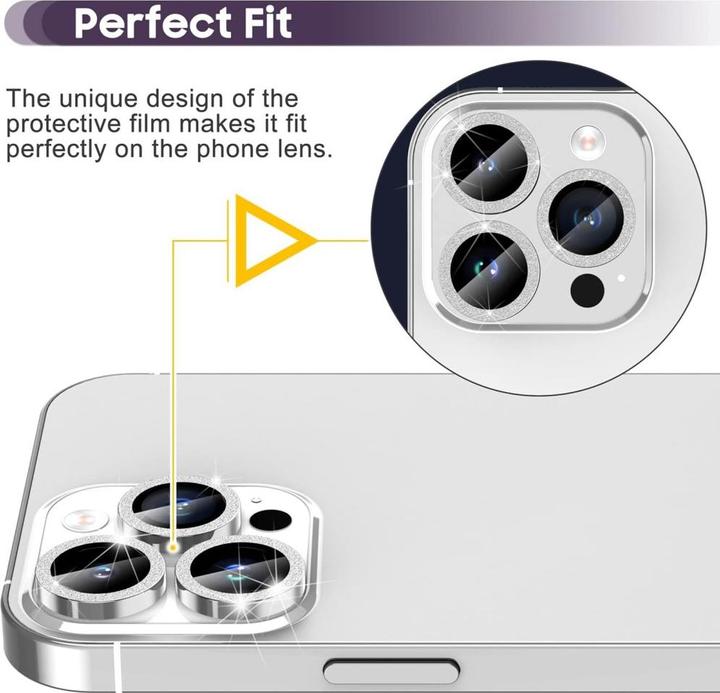 Immagine prodotto Ueli Express Lente protettiva in vetro blindato della fotocamera con brillantini (1 Pezzo/i, Apple iPhone 16 Pro Max, Apple iPhone 16 Pro)