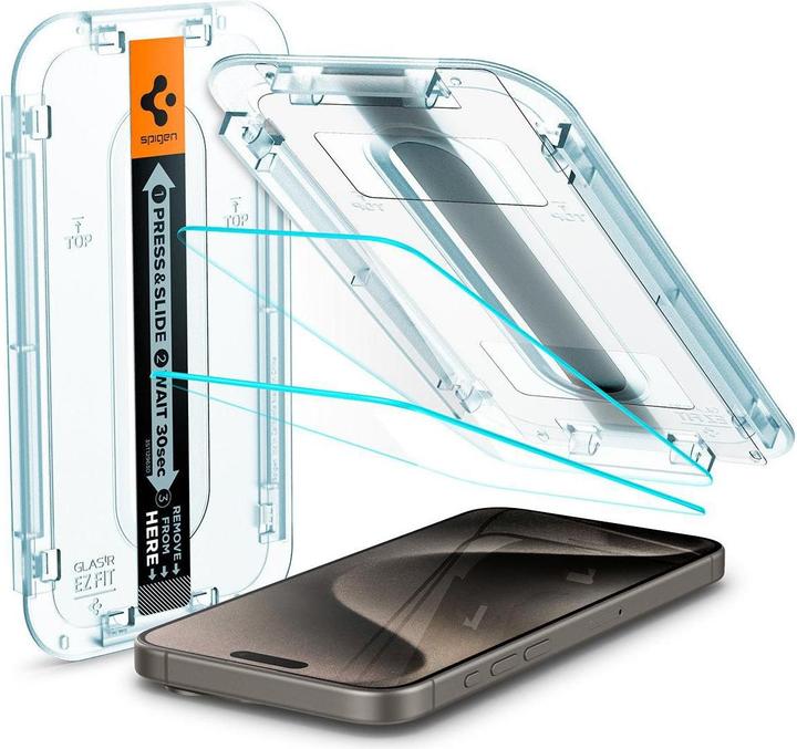 Spigen Glas.TR EZ Fit (2 Stück, Apple iPhone 15 Pro)