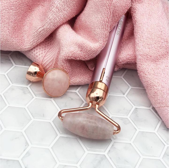 Actual product image Flawless Contour Face Roller with Rose Quartz White