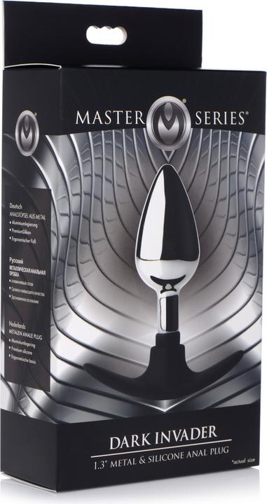 Actual product image Master Series Dark Invader Anal Plug Metal with Silicone Medium