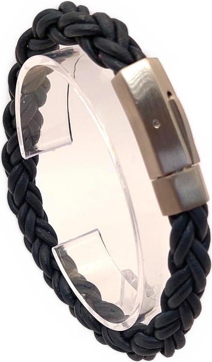Produktbild Thomss Lederarmband No.16 Unisex Leder Dunkelblau & Edelstahlverschluss Umfang 21cm (21 cm, Edelstahl, 100% Leder)