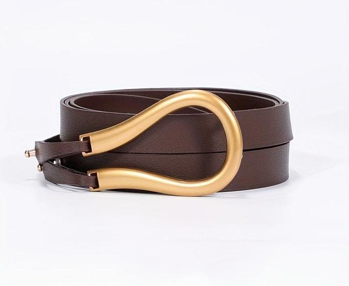 Produktbild Only-Bags.Store Trendy Hufeisen Schnalle Punk Gürtel Schwarz PU Leder Taillenband Verstellbar Mantel Kleid Gürtel