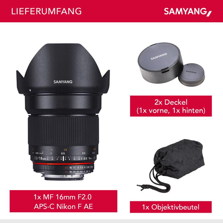 Image du produit Samyang 16mm f/2 ED AS UMC CS - Nikon F (Nikon DX, Nikon F, APS-C / DX)