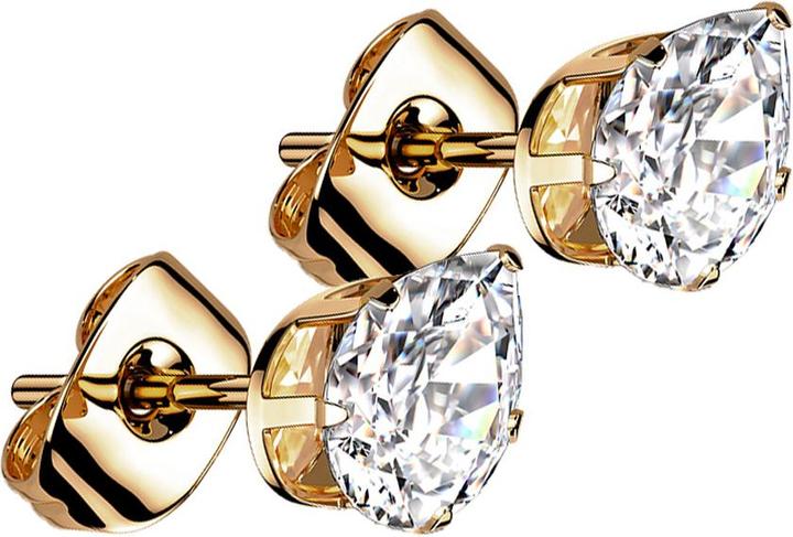 Star Piercing Ohrstecker rosegold mit Tropfen Kristall silber (Chirurgenstahl 316Lohne Messing, Titan G23ohne Messing)
