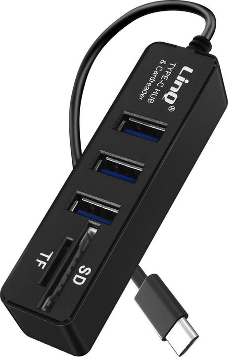Produktbild LinQ 3 USB-Ports + SD/Micro-SD-Kartenleser (USB-C, 3 Ports)