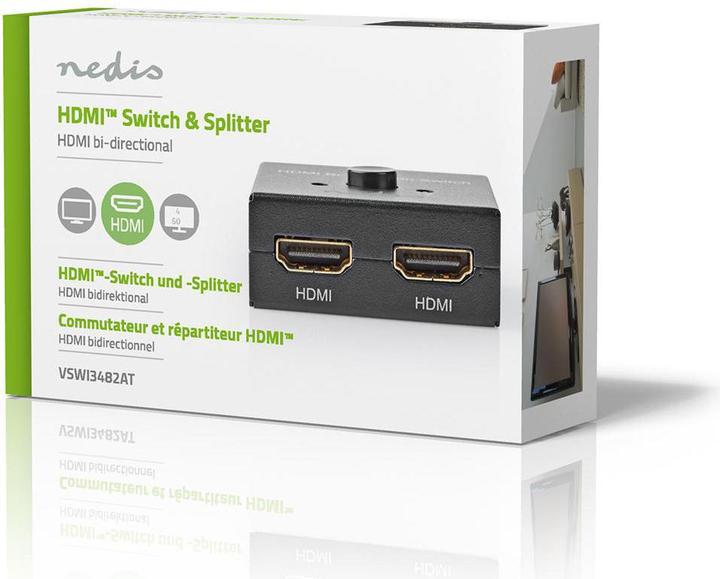 Actual product image Nedis HDMI T Switch 3-Port Port(s) 1x HDMIT Input / 2X HDMIT Input 1x HDMIT Output / 2X HDMIT