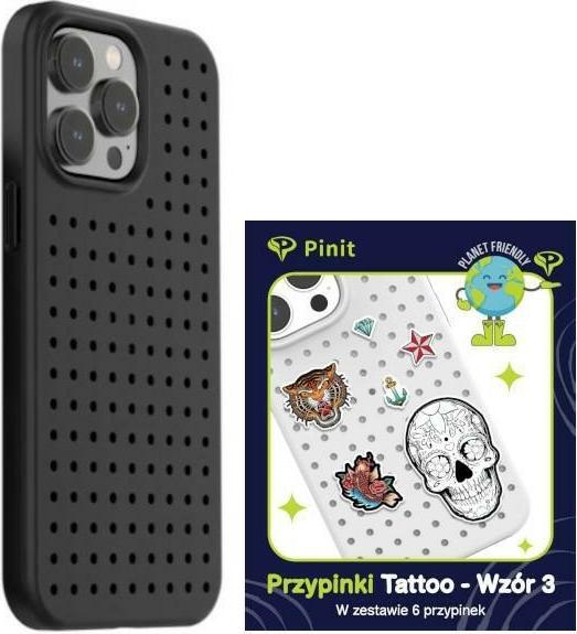 Produktbild Pinifit Zestaw Etui Pinit Dynamic + Tattoo Pin iPhone 14 Pro Max 6.7" czarny/black wzór 3 (Apple iPhone 14 Pro Max)