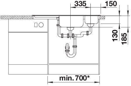 Productafbeelding Blanco Delta-IF (Wasbak met afdruiprek, 105.60 cm, 57.50 cm)