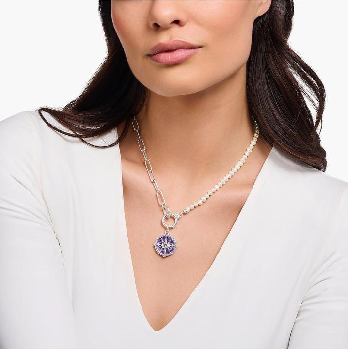 Produktbild Thomas Sabo Collier aus Süsswasserzuchtperlen und Gliederkette mit weissen Steinen Silber (925er Silber, 42 - 47 cm)
