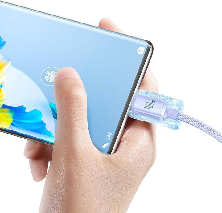 Produktbild Baseus Crystal Shine Series Fast Charging Data Cable USB to Type-C 100W 2m Purple (2 m, USB 2.0, 100 W)