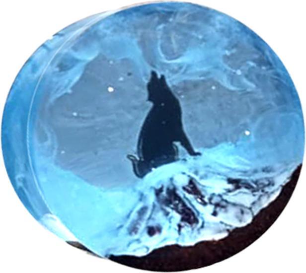 Immagine prodotto Star Piercing Spina svasata Wolf in legno di tamarindo blu epossidico invernale (senza ottone, Organico)