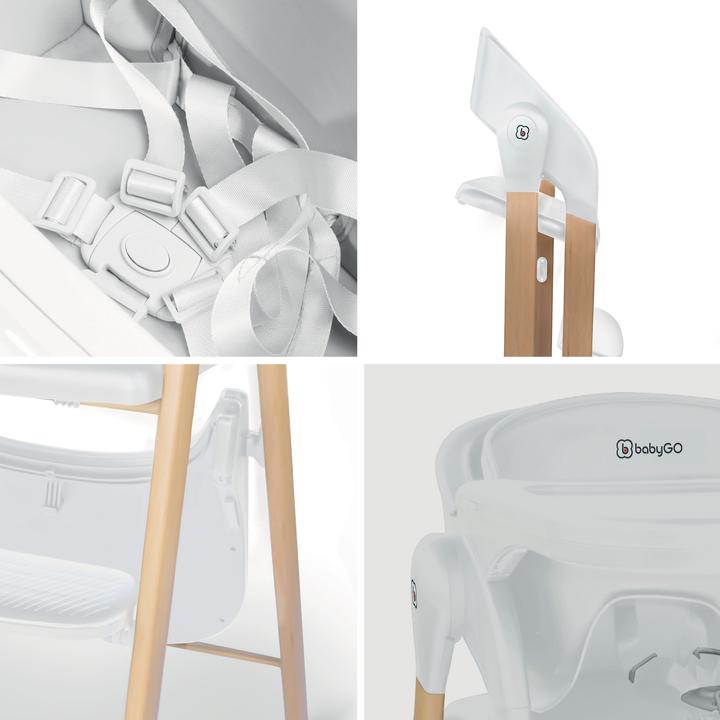 Produktbild BabyGo Hochstuhl Levels white wood optic (Hochstuhl)