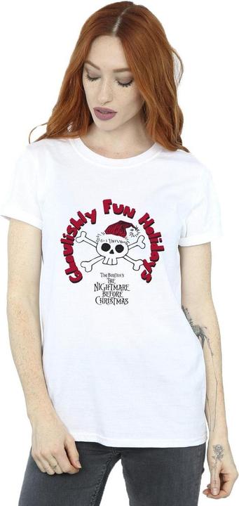 Actual product image Disney Womens/Ladies The Nightmare Before Christmas Ghouishly Fun Holidays Cotton Boyfriend T-Shirt (M)