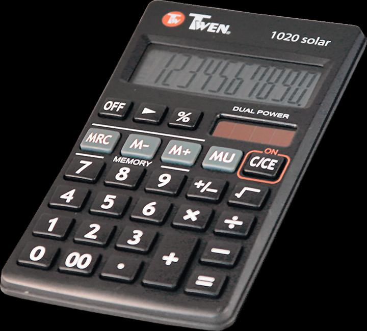 Actual product image Twen Calculator 1020 solar Display size: 1 Colour: black (Batteries)