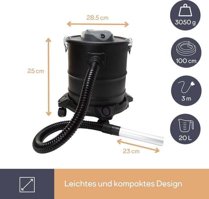 Produktbild Perel Aschesauger - 1200W- 20L - mit Fahrgestell (Aschesauger)