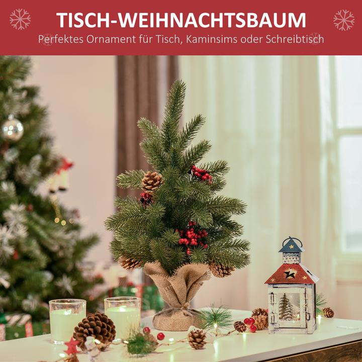 Image du produit Homcom Arbre de Noël artificiel pour la table avec socle emballé dans une toile de jute