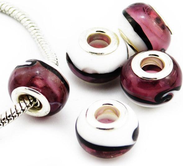Produktbild Hermex Glas Bead versilbert 925 - Silbrig Violett (Metalllegierung)