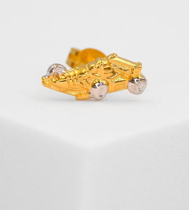 Produktbild Muau Single ear studs formula 1 bicolor yellow/white gold 750, 6x11mm (750, Weissgold, 18K Gelbgold)