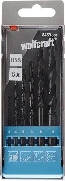 Image du produit wolfcraft Coffret de forets à métaux HSS laminés, Ø 2-8 mm, 6 pièces (2, 3, 4, 5, 6, 8 mm)