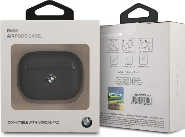Produktbild BMW AirPods Pro Hülle Etui Leder Case Dunkelblau mit Metall Logo No.522 (Kopfhörer Hülle)