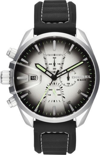 Actual product image Diesel DZ4483 MS9 Chrono Mens Analogue Quartz Watch Silicone, Stainless Steel, Black/Silver (Chronograph, 47 mm)