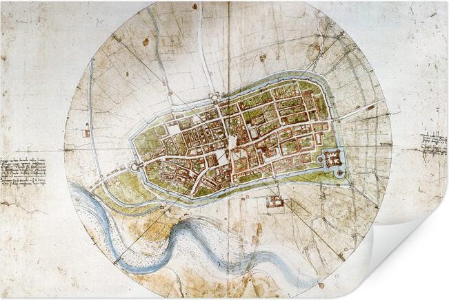Actual product image Trenddeko da Vinci - Imola city map (100 x 70 cm)