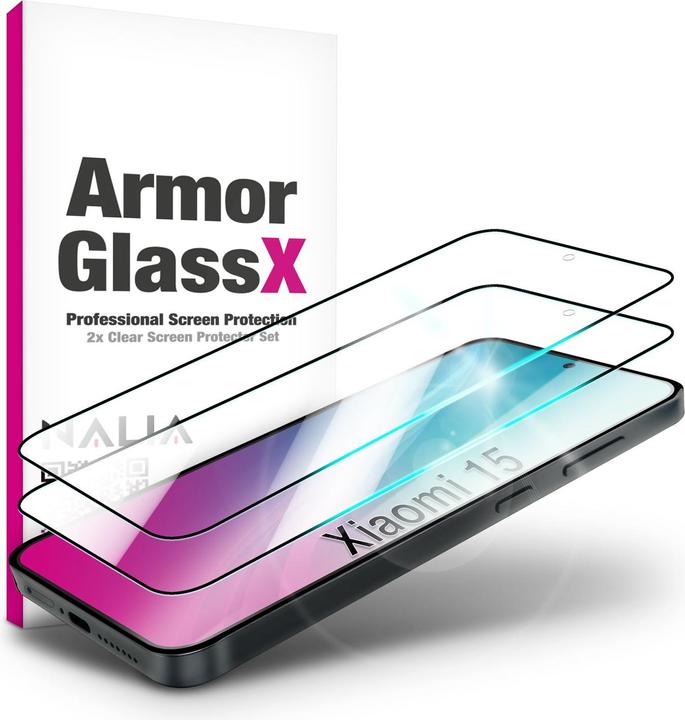 Produktbild Nalia ArmorGlassX - 2x Display Schutzglas - Full Screen Protection 9H Tempered Glass (1 Stück, Xiaomi 15)