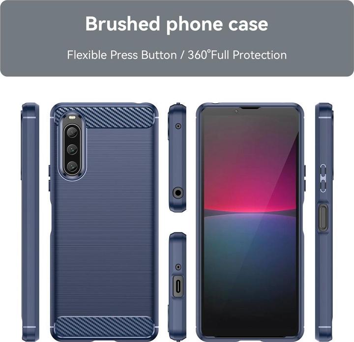 Produktbild König Design Hülle Handy Schutz für Sony Xperia 10 V Case Cover Etuis Bumper Carbon Schale (Sony Xperia 10 V)