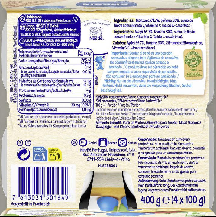 Actual product image Nestlé Apple banana compote, after 4 months (433 g)