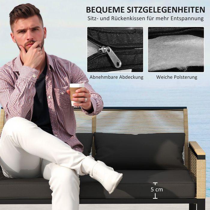 Immagine prodotto Swisshandel24 Polyrattan Gartenmöbel Set 4 Personen, Schwarz