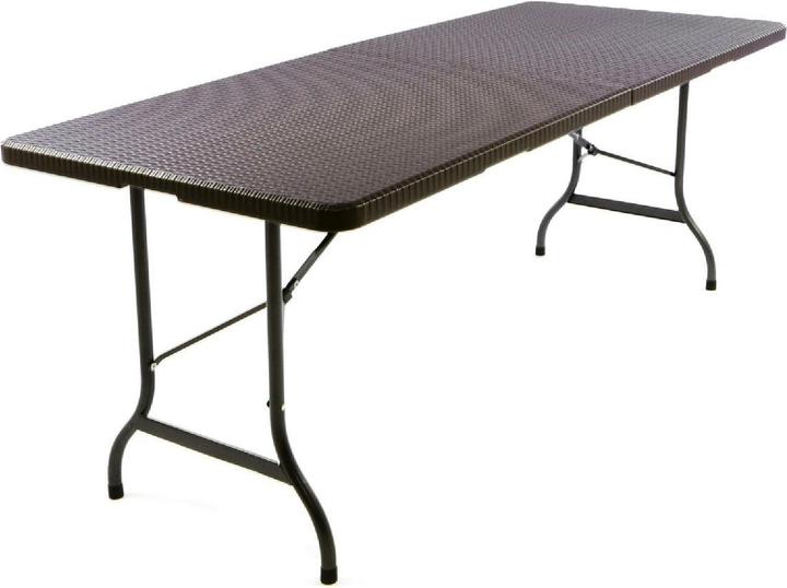 Actual product image VCM Gartengarnitur 1 Tisch 2 Bänke klappbar Rattanoptik Bierzeltgarnitur 180cm braun (25 cm)