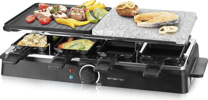 Immagine prodotto Emerio Griglia per raclette, 8 teglie, pietra antiaderente e piastra per grigliare