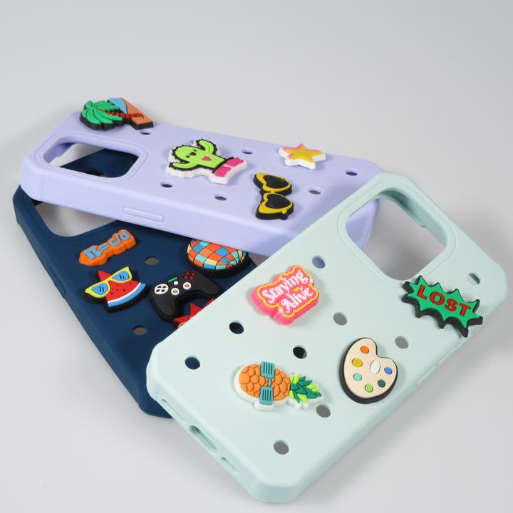 Actual product image PhoneLook Coque Case épais en silicone avec des trous pour les stickers à fixer clair (Apple iPhone 14)