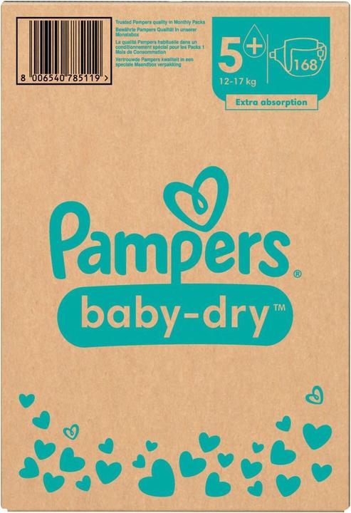 Actual product image Pampers Baby-Dry (Size 5+, Monthly box, 168 Piece)