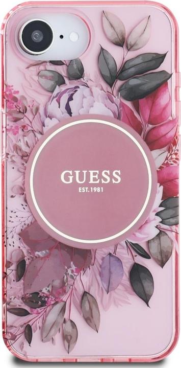 Actual product image Guess Case IML Flowers MagSafe for iPhone 16e pink (Apple iPhone 16e)