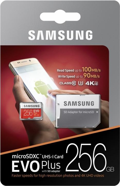 Actual product image Samsung Evo+ microSD UHS-I (256 GB, microSDXC, U3, UHS-I)