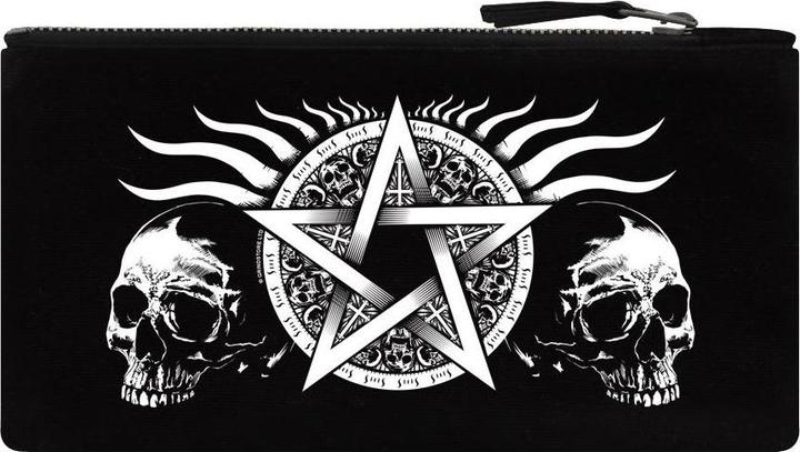 Actual product image Grindstore Pencil case with skull motif and pentagram