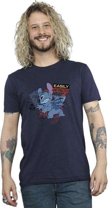 Actual product image Disney Mens Lilo And Stitch Easily Distracted T-Shirt (3XL)