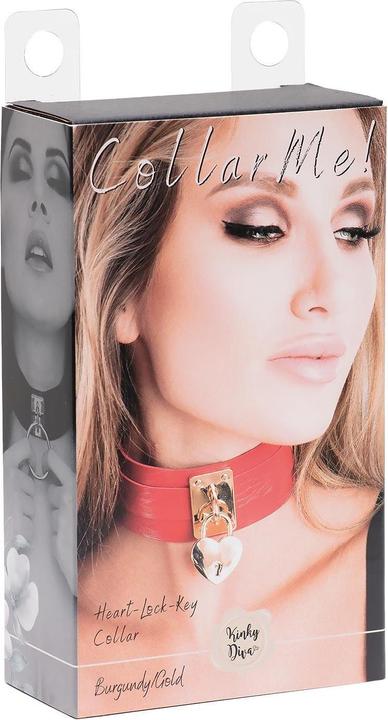 Immagine prodotto Kinky Diva collare con lucchetto e chiave a cuore rosso/oro