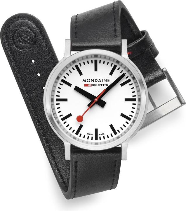 Image du produit Mondaine MST.4101B.LBV Stop2go Horloge - Horloge de gare - Saffierglas - Staal/Kunstleer - Zilver/Zwart - 41 (41 mm)