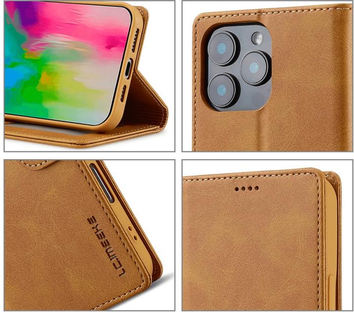 Actual product image LC.Imeeke iPhone 16 Pro - leather case cover (Apple iPhone 16 Pro)