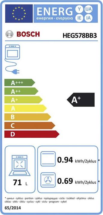 Energie-Label Bosch Hausgeräte HEG578BB3 & NKE611GA2E Herdset 230V