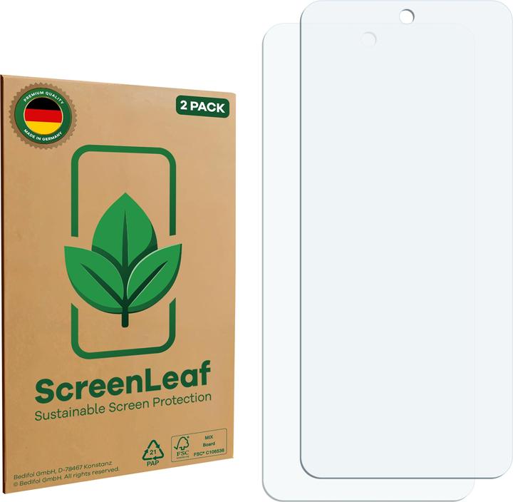 Productafbeelding ScreenLeaf Schutzfolie nachhaltiger Displayschutz Display Schutz Folie Klar Transparent (2 Stuk, Xiaomi Redmi 13)